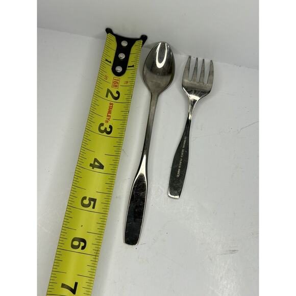 FORK & SPOON ! Vintage Nursery Silver Plate Baby Fork And Spoon Leonard - Picture 4 of 4